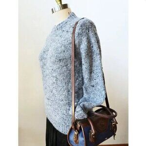 90's Nordstrom Eleventy Heavy Oversized Gray Fleck Wool Fisherman Sweater M